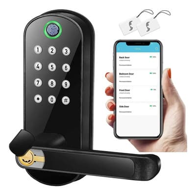 Gadnic Cerradura Digital Inteligente Biométrica Gadnic Con Huella Wifi Multiples Accesos Negro