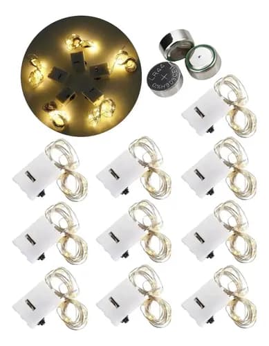Topluva Alambre Led 2 Mts Luz Efectos Y Fija Con Pila Pack X10 Deco