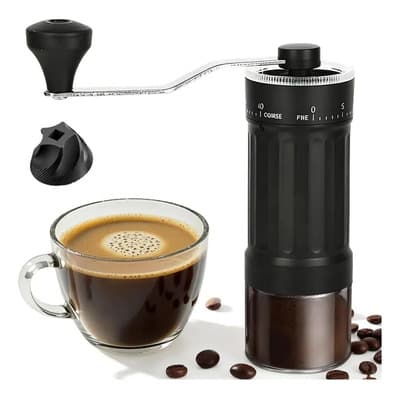 Generic Molinillo De Café Manual De Cerámica Portátil, Acero Inoxida Negro