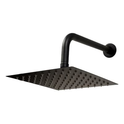 Kubel Flor De Ducha Moderna Cuadrada Lluvia Baño 20x20cm Color Negro