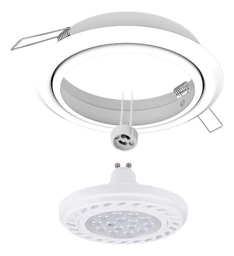 Cvluz Lampra Led Ar111 12w + Spot Movil + Zocalo Gu10 Embutir
