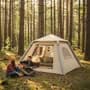 Qmi Electronica Carpa Inflable De Camping + Inflador 4 Personas Impermeable Beige