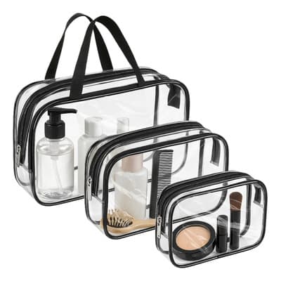 Cg Kit 3 Neceseres Cosmetiquera Organizador Viaje Multiuso Transparente Lisa