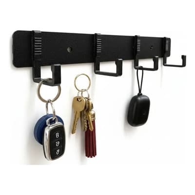 Generic Perchero De 4 Ganchos Pared En Acero Metálico Diseño Moderno Negro