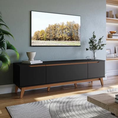 Kappesberg Rack Mueble De Tv Kappesberg 180cm Hasta 75 Pulgadas Con 3 Puertas Color Negro Negro Mate