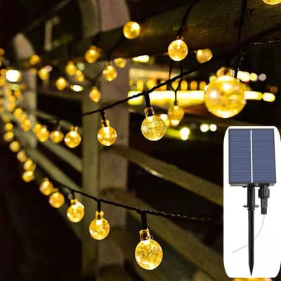 Noiluva Guirnalda Luces Exterior Solares Led Bolitas Cristal 30led Cálida