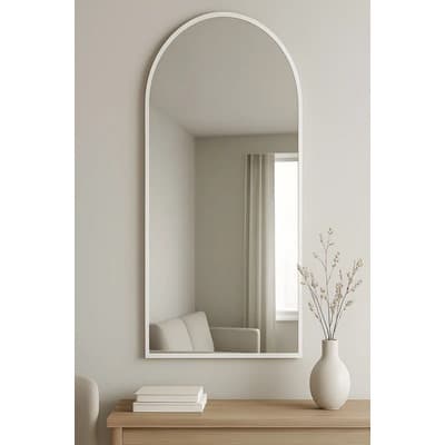 Cuantoarte Espejo Medio Punto 120x50 Cuerpo Entero Con Marco Decorativo Marco Blanco