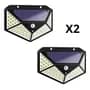 Helitec Reflector Panel Solar 100 Led Apique Sens Movimiento Set X 6 Negro Blanco Frío