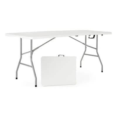 Holz Mesa Plegable Valija 1,80m Plastico Camping Picnic Playa Blanco