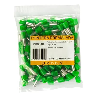 Brinna Puntera Tubular Tiff Brinna Terminal Aislado 6mm X100