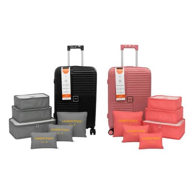 Cardiff Bags Combo 2 Valijas Mediana 24 Pul Cardiff Bags + Organizador X2 Rosa Y Negro