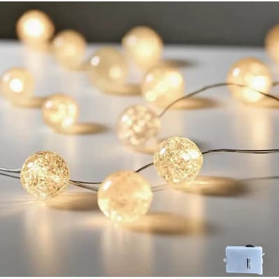 Noiluva Pack X6 Tira Alambre Con 10 Bolitas 1mts A Pilas Led Cálida Luz Cálida