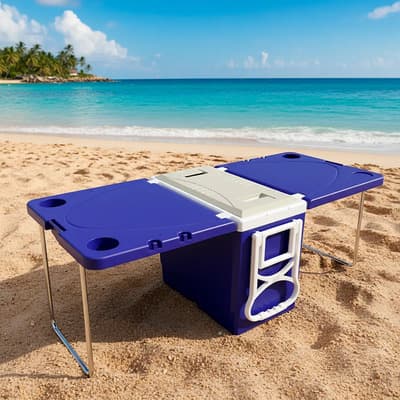 Kto Mesa Plegable+ Sillas Kto Con Conservadora 28l Con Ruedas