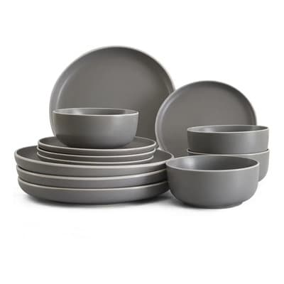 Sakura Set Vajilla Sakura Porcelana 18 Unidades 6 Personas Color Asphalt Lisa