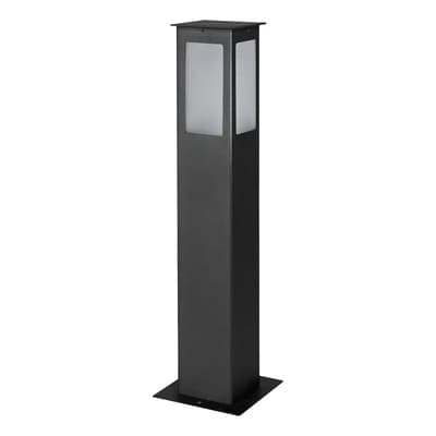 Ferrolux Farol De Piso Exterior Ferrolux 60cm Negro Led E27 Metal Vidrio Satinado