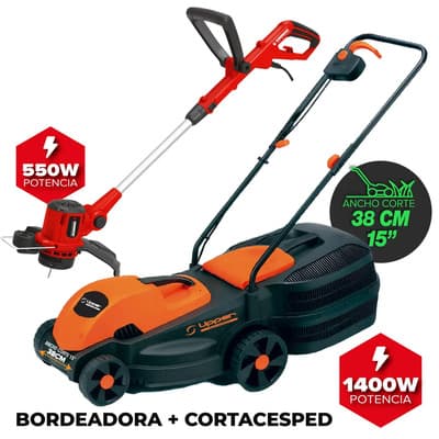 Ekkon Expertos Cortacésped Eléctrico Upper 1400w + Bordeadora 550w