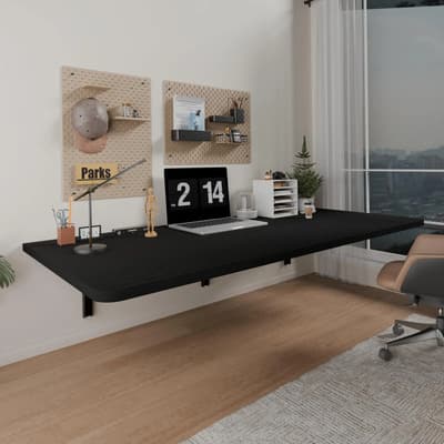 Iae Escritorio Flotante Iae De Madera Plegable 55 X 22 Pulgadas Negro