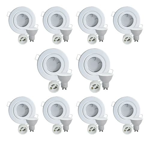 Bulnes Spot Led Embutir Circular Plastico + Dicro Led 7w Pack X 10
