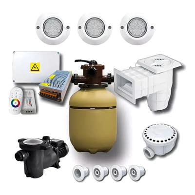 Vulcano Kit Pileta Hormigón Vulcano: Bomba Filtro Luces Accesorios