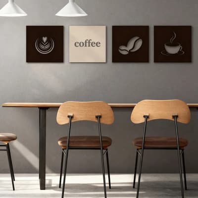 Imback Cuadro De Madera Calado Mdf Cafe Moderno Living Cocina Decorativo Imback Color Negro