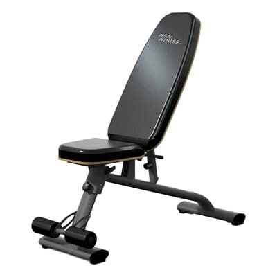 Fibra Fitness Banco Gimnasio Plano Regulable Ejercicios Pesas Multiangular Negro Con Dorado