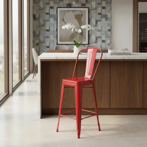 Sitcom Banqueta Taburete Alta Silla Tolix Cocina Con Respaldo Alto
