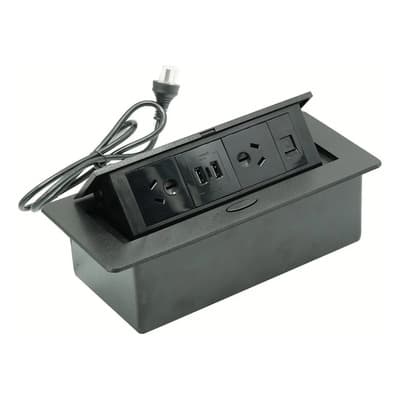 Tbcin Prolongador Caja De Carga Escritorio Tomas Usb Rj45 Con Tapa Color Negro