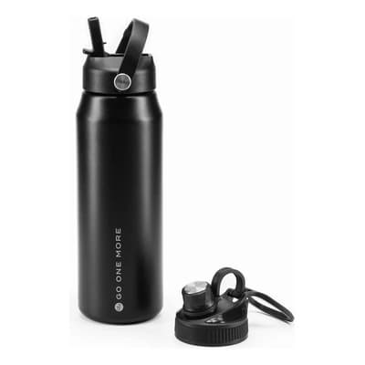 G1m Botella Deportiva Termica De Acero Inoxidable Marca G1m De 1 Litro - Viene Con 2 Tapas Antiderrame: 