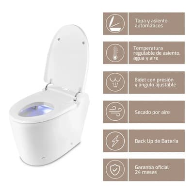 Sansei Mizu Inodoro Inteligente Sansei Mizu Bidet Incorporado Temperatura Luz + Back Up De Batería Blanco