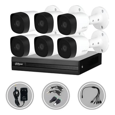Dahua Kit Seguridad Dahua Cctv Dvr 8ch Fullhd+ 6 Camaras 2mp 1080p Blanco