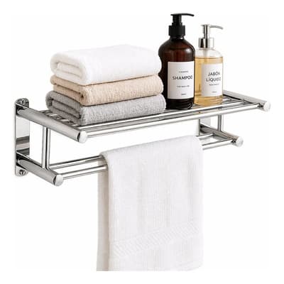 Morada Co Toallero Baño Repisa 60cm Organizador Inox Barral Cromado