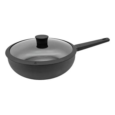 Hudson Wok Hudson Daily 32cm Con Tapa Vidrio Aluminio Antiadherente Color Negro