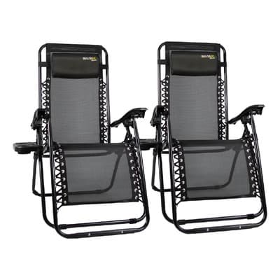 Branx Reposera Plegable X2 Branx Con Mesa Auxiliar Color Brnx0091 Negro