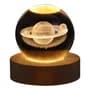 Generic Esfera Cristal 3d Led Base Madera Lámpara Bola Noche Usb Saturno