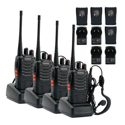 Gadnic Kit X4 Handy Radio Uhf 16ch Manos Libres Vox Gadnic Negro