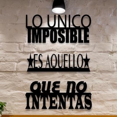 Fierro 100% Argento Set De 3 Cuadros Con Frases Motivadoras Calado En Madera Mdf Negro