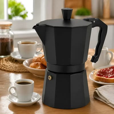 Zuleika Cafetera Italiana Expres Aluminio Reforzado Negro Negro