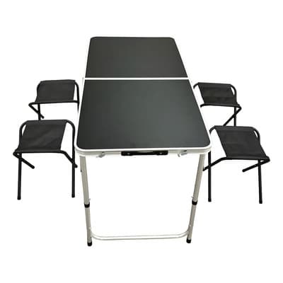 Kto Mesa Plegable Portátil Kto 4 Banquetas De Aluminio - Liviana
