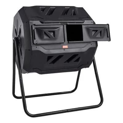 Regalos Vivos Compostera Giratoria 130l Doble Camara Negro