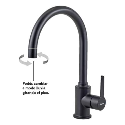 Peirano Grifería De Cocina Peirano Monocomando Doble Función Move 20-146n Acabado Mate Color Negro Canilla B