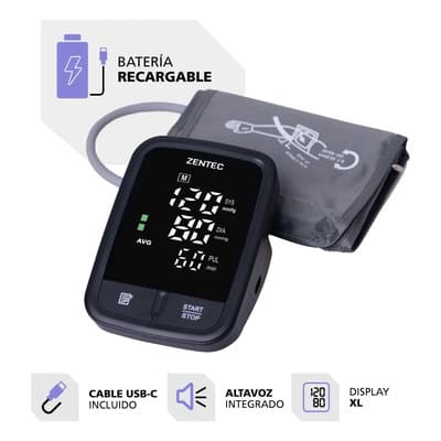Zentec Zentec Tensiómetro Digital Brazo Tdbz10 Batería Usb-c Pantalla Hd Negro