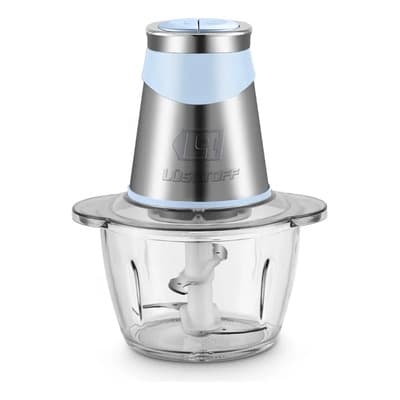 Lüsqtoff Picadora Procesadora Eléctrica Lusqtoff 500w Con Vaso De Vidrio 1.2 L Y 4 Cuchillas Celeste