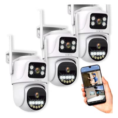 Geotek Kit 3 Camaras Seguridad Geotek 6mp Ip Wifi Domo Doble Lente Exterior Vision Nocturna Inteligente Det