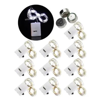 Ilumros Alambre Led 3 Mts Luz Efectos Con Pila Pack X10 Deco Blanco Frío