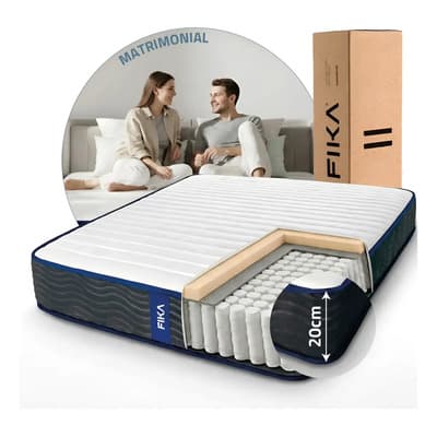 Fika Colchón 2 Plazas Resortes Pocket 140x190 Fika En Caja 20cm Blanco
