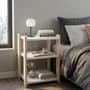 Shopfer Mesa De Luz Mesita Madera Blanca Con 3 Estantes Dormitorio Mate Blanco