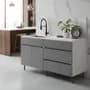 Ricchezze Mueble Bajo Mesada De Cocina Premium 140cm Moderno 2 Puertas 3 Cajones Color Gris Polar