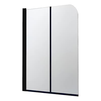 Gorena Mampara Sobre Bañera 120cm 2 Hojas Con 1 Móvil Perfil Negro Panel Esfumado Rodas Gorena