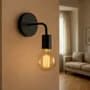 Gioluce Aplique De Pared 1 Luz Brazo Curvo Minimalista Vintage E27 Led Negro