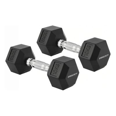 Energy Fit Mancuernas Pesas Hexagonal 10 Kgs Par Engomadas No Rayan! Negro